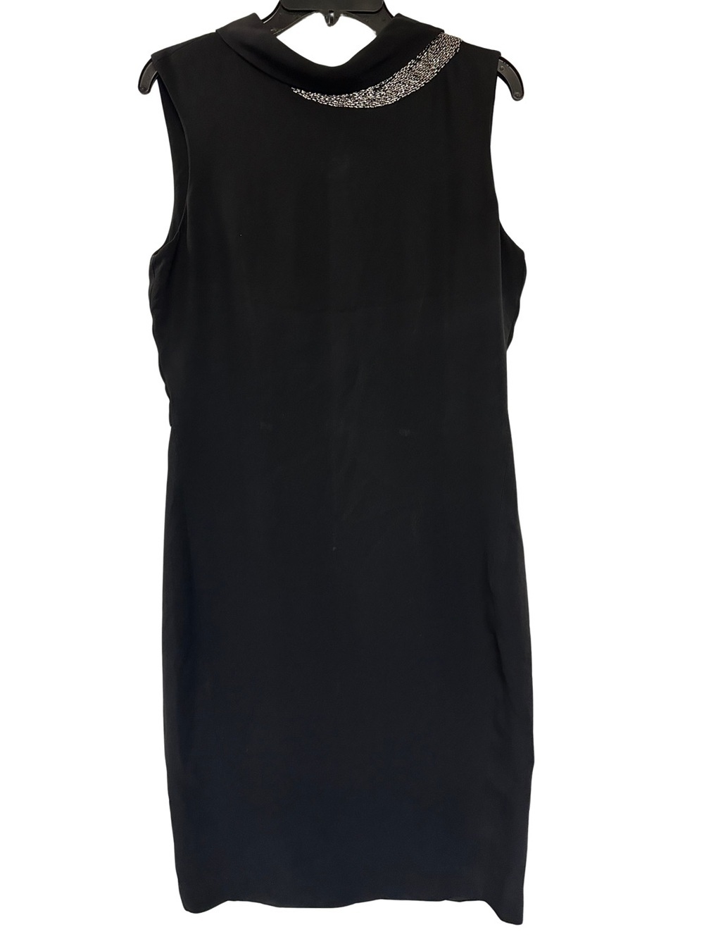 Magaschoni Collection Black Sheath Dress Silver Beaded Collar Sz 10